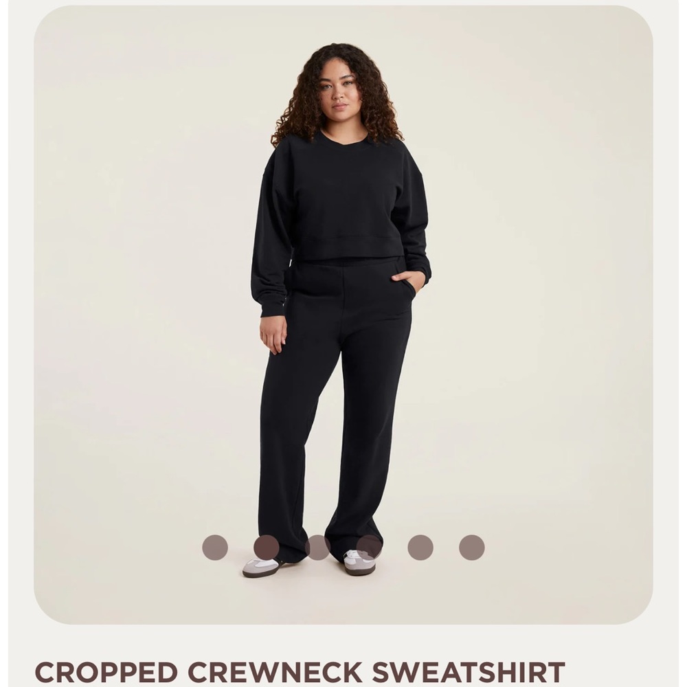 Nuuds Cropped Crewneck and Nuuds wide leg pant set Black SELLING AS A SET